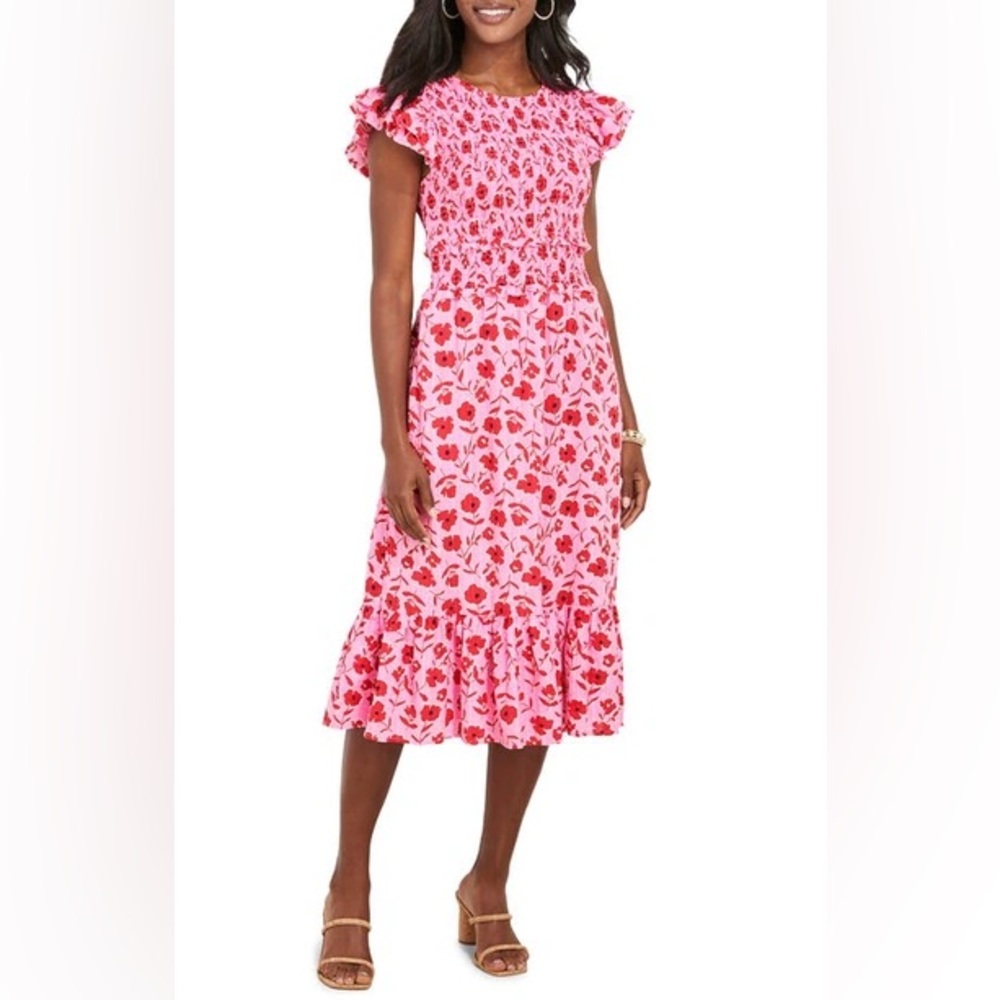 NWT Vineyard Vines Rock Rose Smocked Midi Dress- XS